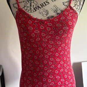 Red Paisley Print Slip Top, Size S